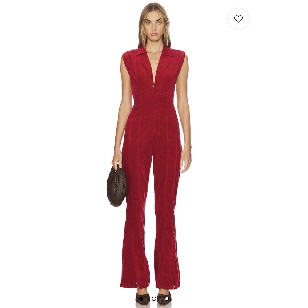 Free People CRVY Women's XXL Short Jumpsuit‎ Ring The Alarm Corduroy Haute Red